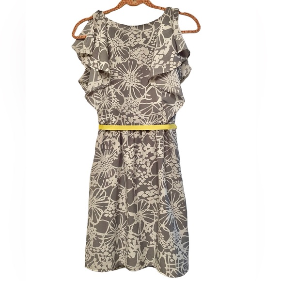 The Limited Gray and White Floral
Dress w/ Yellow Ribbon Belt - Picture 2 of 9